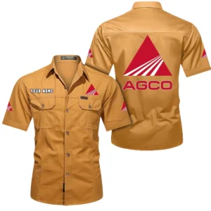 AGCO Allis Short Sleeved Shirt, All Over Print Button Shirt CAR444052625966 - Turmeric