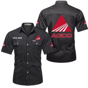AGCO Allis Short Sleeved Shirt, All Over Print Button Shirt CAR444052625966 - Black