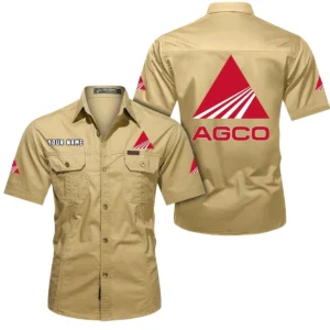 AGCO Allis Short Sleeved Shirt, All Over Print Button Shirt CAR444052625966 - Khaki