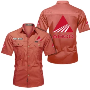 AGCO Allis Short Sleeved Shirt, All Over Print Button Shirt CAR444052625966 - Red