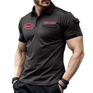 Bugatti Pocket Polo Shirt, All Over Print Shirt For Bugatti Fan CAR445060325000 - Black