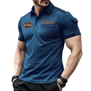 Harley Davidson Pocket Polo Shirt, All Over Print Shirt For Harley Davidson Fan CAR445060325006 - Navy Blue