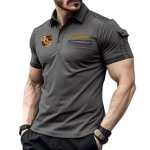 Porsche Pocket Polo Shirt, All Over Print Shirt For Porsche Fan CAR445060325020 - Gray