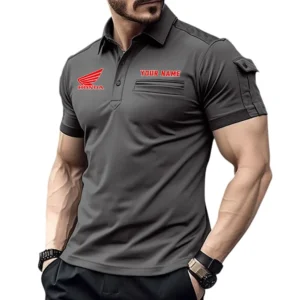 Honda Motorcycle Pocket Polo Shirt, All Over Print Shirt For Honda Motorcycle Fan CAR445060325031 - Gray