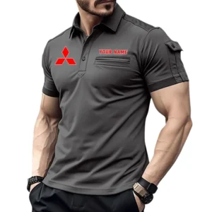 Mitsubishi Pocket Polo Shirt, All Over Print Shirt For Mitsubishi Fan CAR445060325060 - Gray