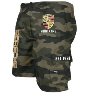 Porsche Workwear Casual Shorts, Pants For Porsche Fan CAR455060425224 - Green Camouflage
