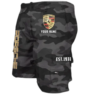 Porsche Workwear Casual Shorts, Pants For Porsche Fan CAR455060425224 - Grey Camouflage