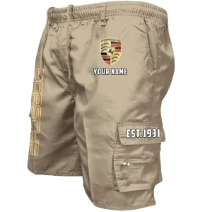 Porsche Workwear Casual Shorts, Pants For Porsche Fan CAR455060425224 - Khaki