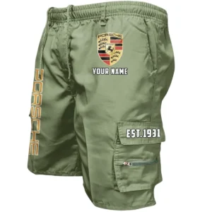 Porsche Workwear Casual Shorts, Pants For Porsche Fan CAR455060425224 - Military Green