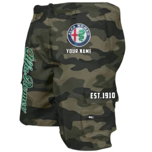 Alfa Romeo Workwear Casual Shorts, Pants For Alfa Romeo Fan CAR455060425225 - Green Camouflage