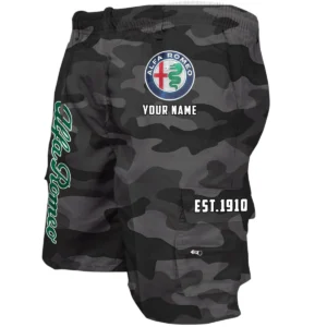 Alfa Romeo Workwear Casual Shorts, Pants For Alfa Romeo Fan CAR455060425225 - Grey Camouflage