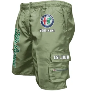 Alfa Romeo Workwear Casual Shorts, Pants For Alfa Romeo Fan CAR455060425225 - Military Green