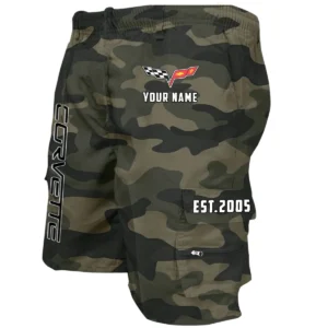 Corvette C6 Workwear Casual Shorts, Pants For Corvette C6 Fan CAR455060425232 - Green Camouflage
