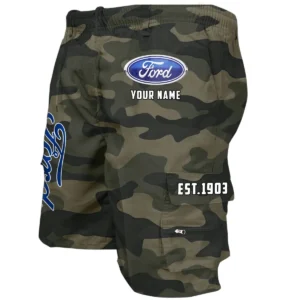 Ford Workwear Casual Shorts, Pants For Ford Fan CAR455060425233 - Green Camouflage