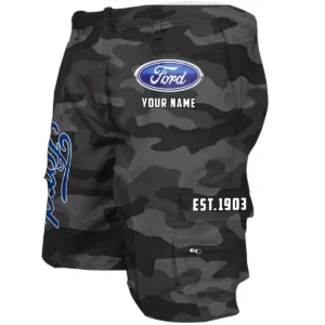 Ford Workwear Casual Shorts, Pants For Ford Fan CAR455060425233 - Grey Camouflage