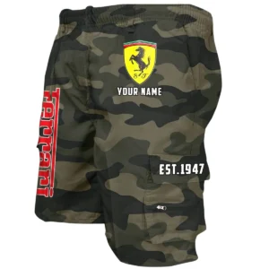 Ferrari Workwear Casual Shorts, Pants For Ferrari Fan CAR455060425238 - Green Camouflage