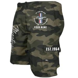 Ford Mustang Workwear Casual Shorts, Pants For Ford Mustang Fan CAR455060425247 - Green Camouflage