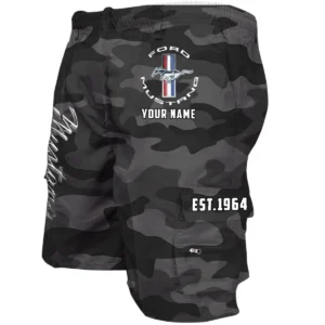 Ford Mustang Workwear Casual Shorts, Pants For Ford Mustang Fan CAR455060425247 - Grey Camouflage