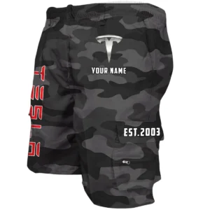 Tesla Workwear Casual Shorts, Pants For Tesla Fan CAR455060425259 - Grey Camouflage