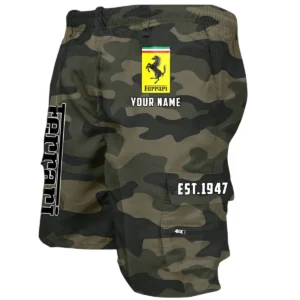Ferrari Workwear Casual Shorts, Pants For Ferrari Fan CAR455060425263 - Green Camouflage