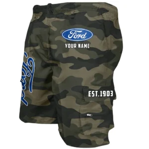 Ford Workwear Casual Shorts, Pants For Ford Fan CAR455060425267 - Green Camouflage