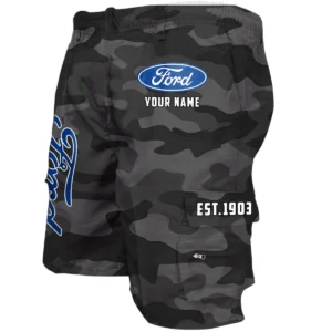Ford Workwear Casual Shorts, Pants For Ford Fan CAR455060425267 - Grey Camouflage
