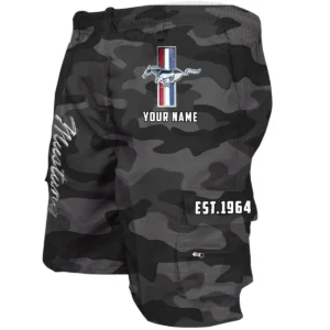 Ford Mustang Workwear Casual Shorts, Pants For Ford Mustang Fan CAR455060425270 - Grey Camouflage