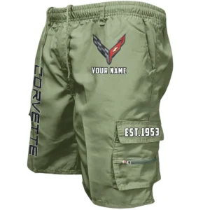 Chevrolet Corvette Workwear Casual Shorts, Pants For Chevrolet Corvette Fan CAR455060425281 - Military Green