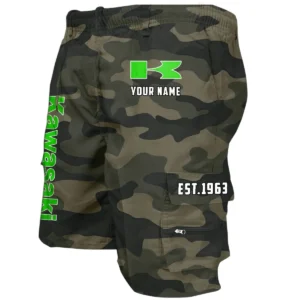 Kawasaki Workwear Casual Shorts, Pants For Kawasaki Fan CAR455060425282 - Green Camouflage