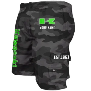 Kawasaki Workwear Casual Shorts, Pants For Kawasaki Fan CAR455060425282 - Grey Camouflage
