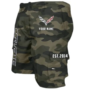 Corvette C7 Workwear Casual Shorts, Pants For Corvette C7 Fan CAR455060425283 - Green Camouflage