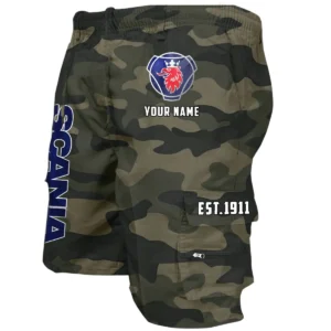 Scania Workwear Casual Shorts, Pants For Scania Fan CAR455060425284 - Green Camouflage