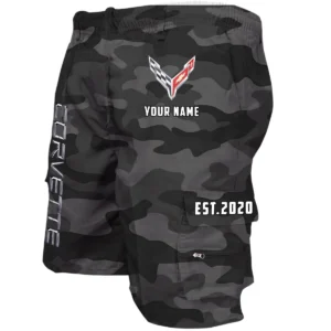 Corvette C8 Workwear Casual Shorts, Pants For Corvette C8 Fan CAR455060425285 - Grey Camouflage