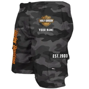 Harley Davidson Workwear Casual Shorts, Pants For Harley Davidson Fan CAR455060425292 - Grey Camouflage