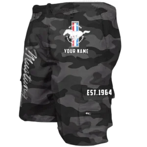 Ford Mustang Workwear Casual Shorts, Pants For Ford Mustang Fan CAR455060425296 - Grey Camouflage