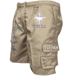 Ford Mustang Workwear Casual Shorts, Pants For Ford Mustang Fan CAR455060425296 - Khaki