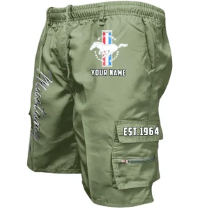 Ford Mustang Workwear Casual Shorts, Pants For Ford Mustang Fan CAR455060425296 - Military Green