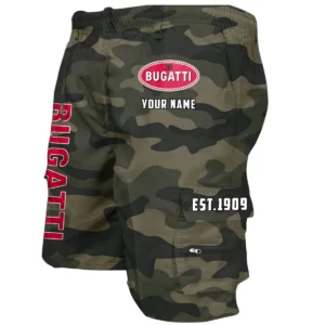 Bugati Workwear Casual Shorts, Pants For Bugati Fan CAR455060425307 - Green Camouflage