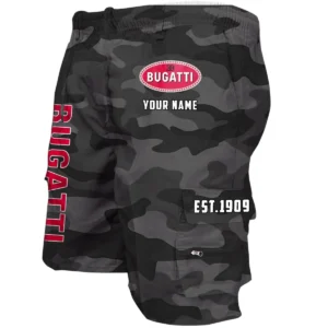 Bugati Workwear Casual Shorts, Pants For Bugati Fan CAR455060425307 - Grey Camouflage