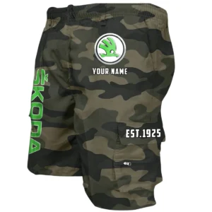 Skoda Auto Workwear Casual Shorts, Pants For Skoda Auto Fan CAR455060425325 - Green Camouflage