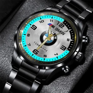 BMW M Stainless Steel Watch, All Over Print Stainless Steel Watch BMW M - Cyan DCAR478282025