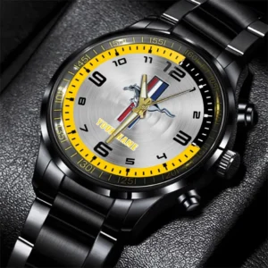 Ford Mustang Stainless Steel Watch, All Over Print Stainless Steel Watch Ford Mustang - Yellow DCAR478282032