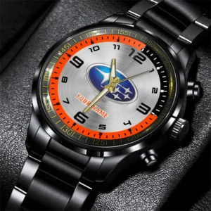 Subaru Stainless Steel Watch, All Over Print Stainless Steel Watch Subaru - Orange DCAR478282061