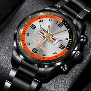 Cadillac Stainless Steel Watch, All Over Print Stainless Steel Watch Cadillac - Orange DCAR478282067