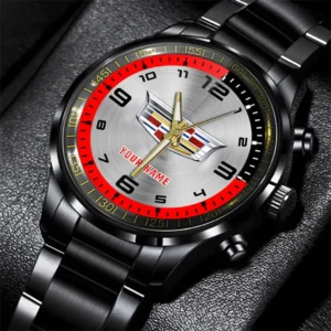 Cadillac Stainless Steel Watch, All Over Print Stainless Steel Watch Cadillac - Red DCAR478282067