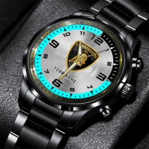 Lamborghini Stainless Steel Watch, All Over Print Stainless Steel Watch Lamborghini - Cyan DCAR478282068