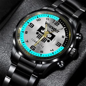 Jeep Wrangler Stainless Steel Watch, All Over Print Stainless Steel Watch Jeep Wrangler - Cyan DCAR478282075
