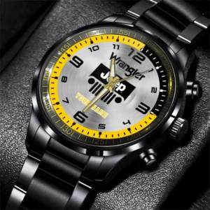 Jeep Wrangler Stainless Steel Watch, All Over Print Stainless Steel Watch Jeep Wrangler - Yellow DCAR478282075