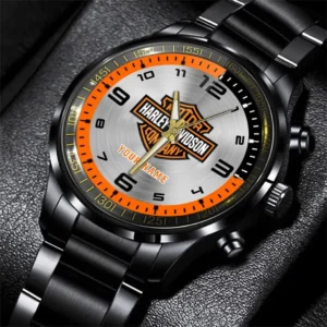 Harley Davidson Stainless Steel Watch, All Over Print Stainless Steel Watch Harley Davidson - Orange DCAR478282078
