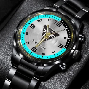 Triumph Motorcycles Stainless Steel Watch, All Over Print Stainless Steel Watch Triumph Motorcycles - Cyan DCAR478282081